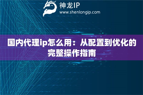 國內代理ip怎么用：從配置到優化的完整操作指南