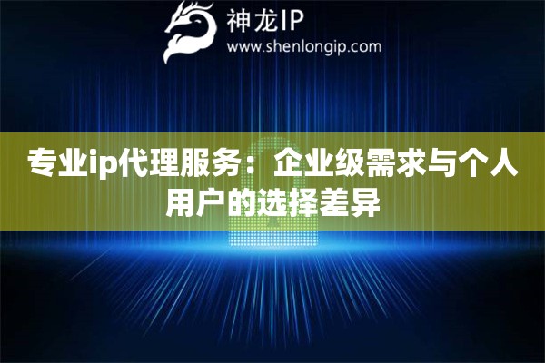 專業ip代理服務：企業級需求與個人用戶的選擇差異