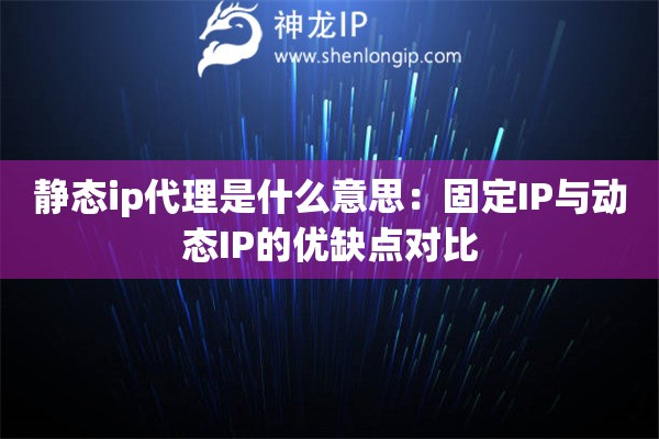 靜態ip代理是什么意思：固定IP與動態IP的優缺點對比