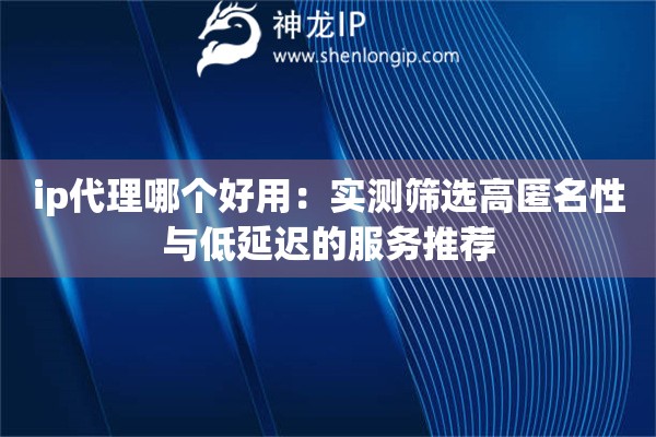 ip代理哪個好用：實測篩選高匿名性與低延遲的服務推薦