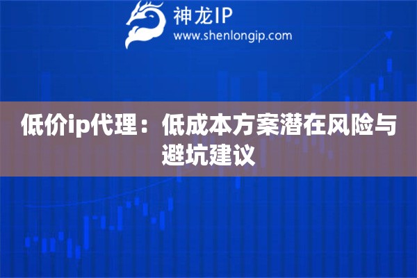 低價ip代理：低成本方案潛在風險與避坑建議