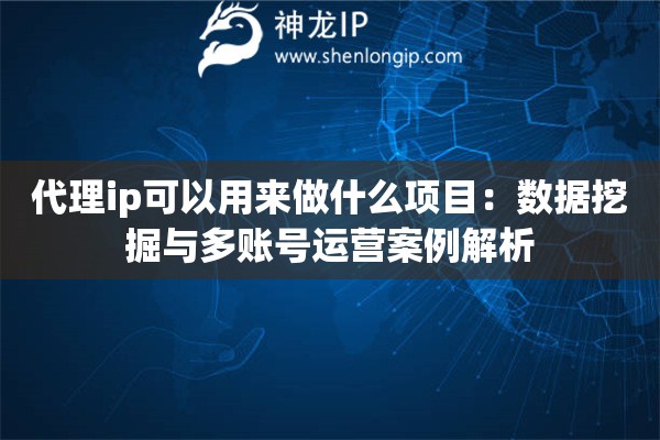 代理ip可以用來做什么項(xiàng)目：數(shù)據(jù)挖掘與多賬號(hào)運(yùn)營(yíng)案例解析