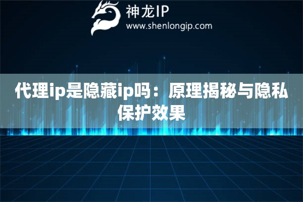 代理ip是隱藏ip嗎：原理揭秘與隱私保護效果