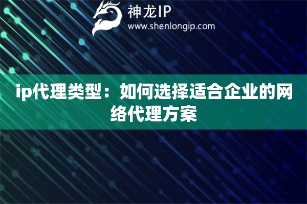 ip代理類型：如何選擇適合企業的網絡代理方案