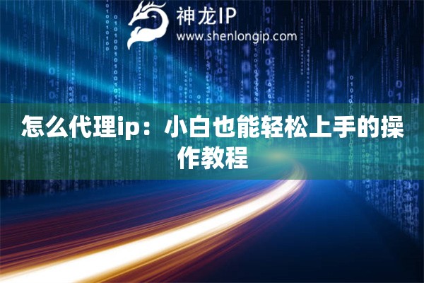 怎么代理ip：小白也能輕松上手的操作教程