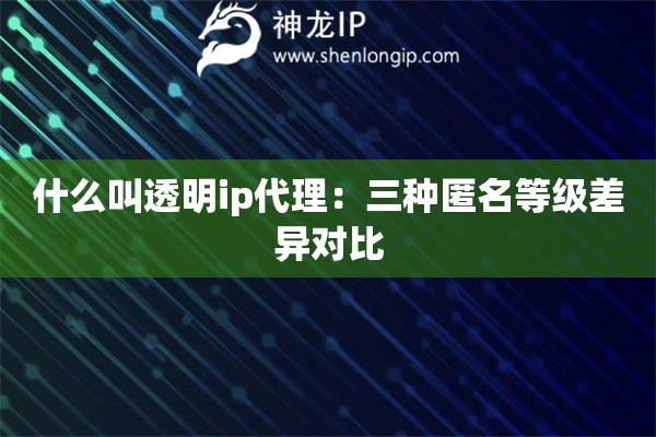 什么叫透明ip代理：三種匿名等級差異對比