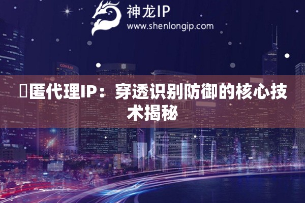 髙匿代理IP：穿透識別防御的核心技術揭秘