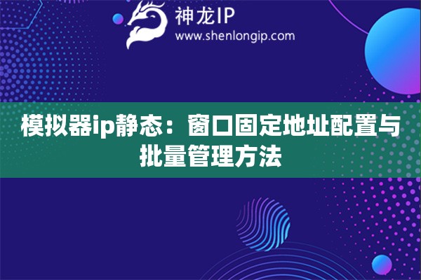 模擬器ip靜態：窗口固定地址配置與批量管理方法