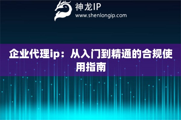 企業代理ip：從入門到精通的合規使用指南