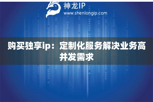 購買獨享ip：定制化服務解決業務高并發需求