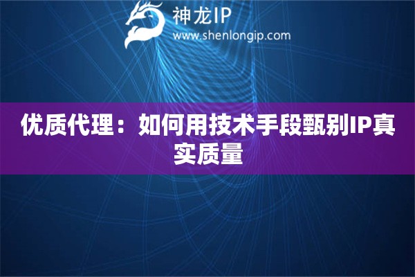 優質代理：如何用技術手段甄別IP真實質量