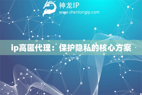 ip高匿代理：保護(hù)隱私的核心方案