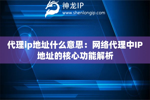 代理ip地址什么意思：網絡代理中IP地址的核心功能解析