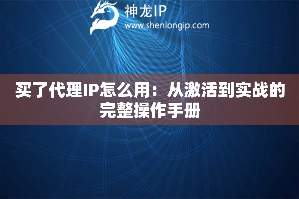 買了代理IP怎么用：從激活到實(shí)戰(zhàn)的完整操作手冊