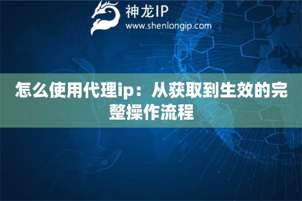 怎么使用代理ip：從獲取到生效的完整操作流程