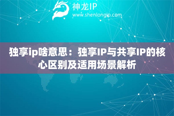 獨享ip啥意思：獨享IP與共享IP的核心區別及適用場景解析