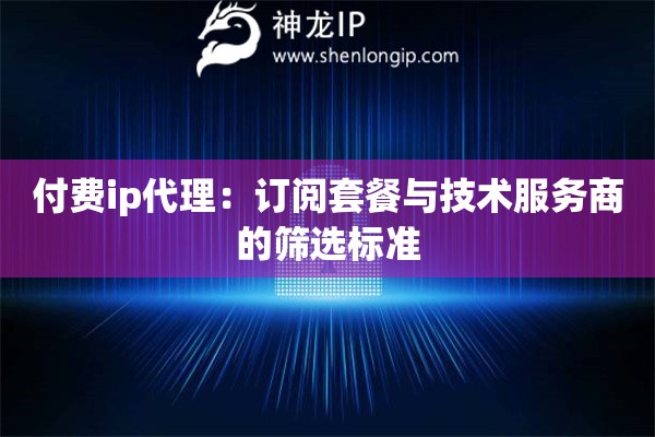 付費ip代理：訂閱套餐與技術服務商的篩選標準