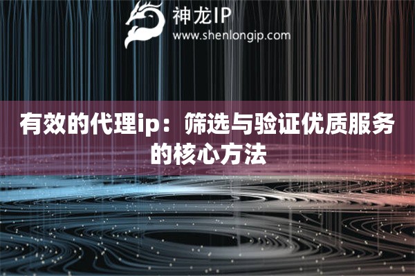 有效的代理ip：篩選與驗證優質服務的核心方法
