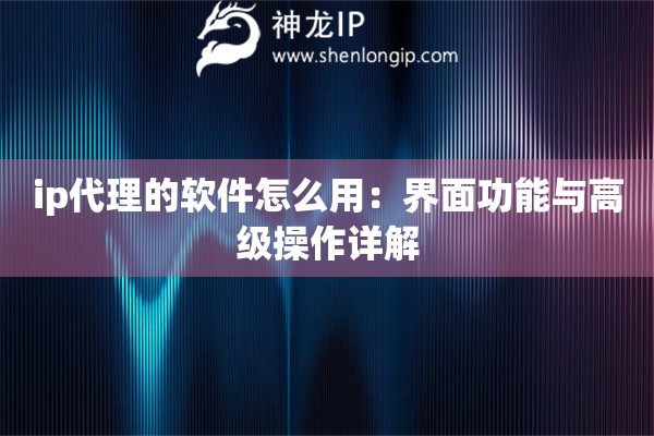 ip代理的軟件怎么用：界面功能與高級操作詳解