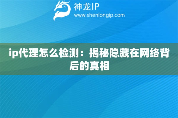 ip代理怎么檢測：揭秘隱藏在網絡背后的真相