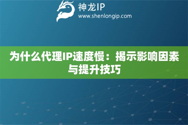 為什么代理IP速度慢：揭示影響因素與提升技巧
