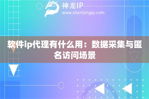 軟件ip代理有什么用：數據采集與匿名訪問場景