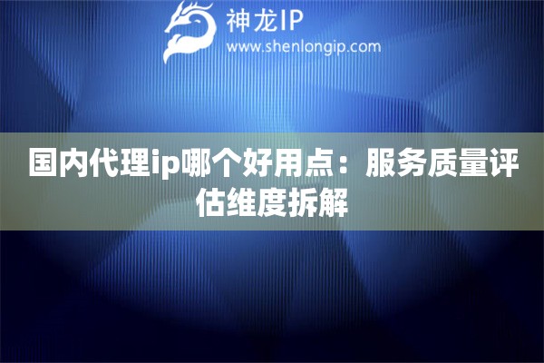 國內代理ip哪個好用點：服務質量評估維度拆解