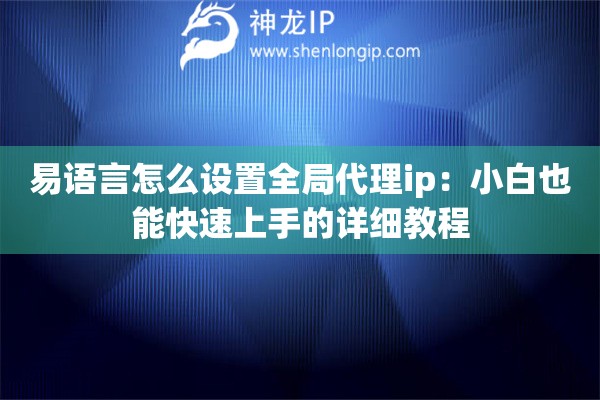 易語言怎么設置全局代理ip：小白也能快速上手的詳細教程