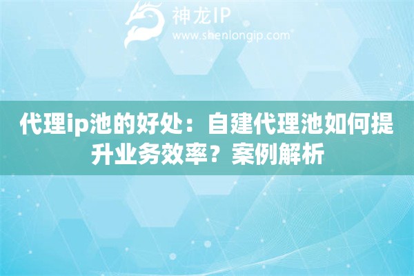 代理ip池的好處：自建代理池如何提升業務效率？案例解析
