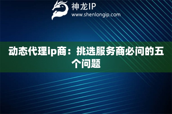 動態代理ip商：挑選服務商必問的五個問題