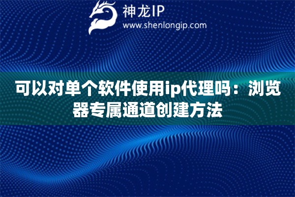可以對單個軟件使用ip代理嗎：瀏覽器專屬通道創(chuàng)建方法