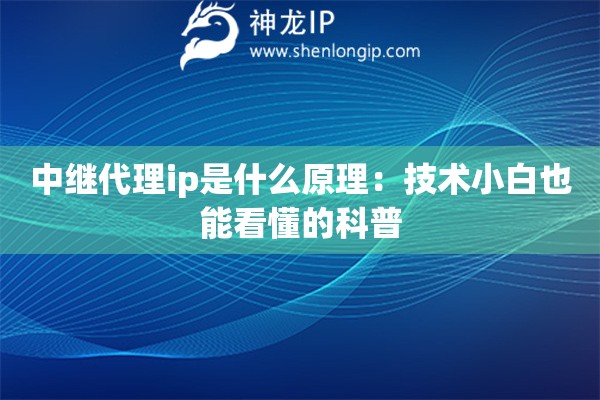 中繼代理ip是什么原理：技術小白也能看懂的科普