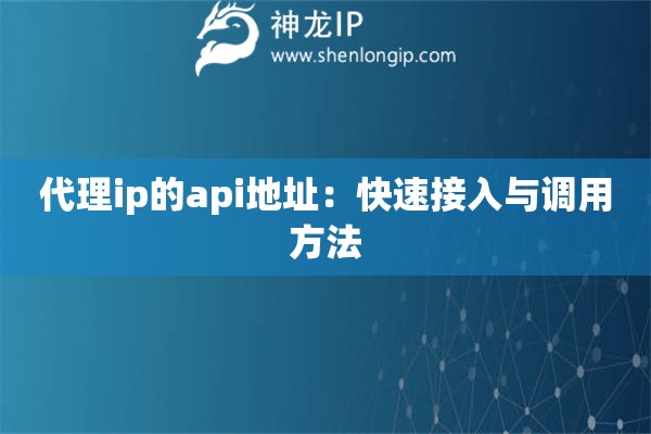 代理ip的api地址：快速接入與調(diào)用方法