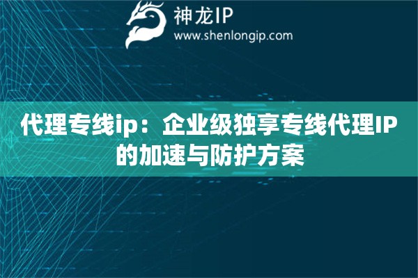代理專線ip：企業級獨享專線代理IP的加速與防護方案
