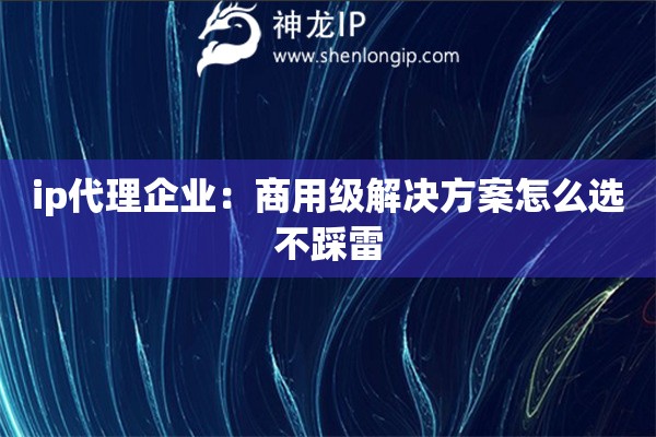 ip代理企業(yè)：商用級解決方案怎么選不踩雷