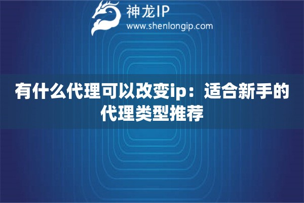 有什么代理可以改變ip：適合新手的代理類型推薦