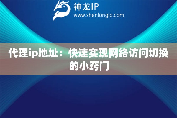 代理ip地址：快速實現網絡訪問切換的小竅門