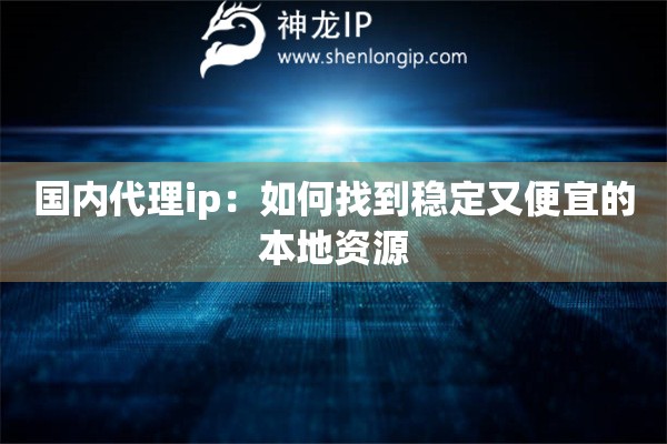 國內代理ip：如何找到穩定又便宜的本地資源