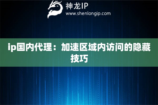 ip國內代理：加速區域內訪問的隱藏技巧