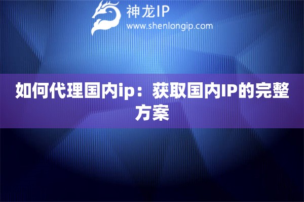 如何代理國內(nèi)ip：獲取國內(nèi)IP的完整方案
