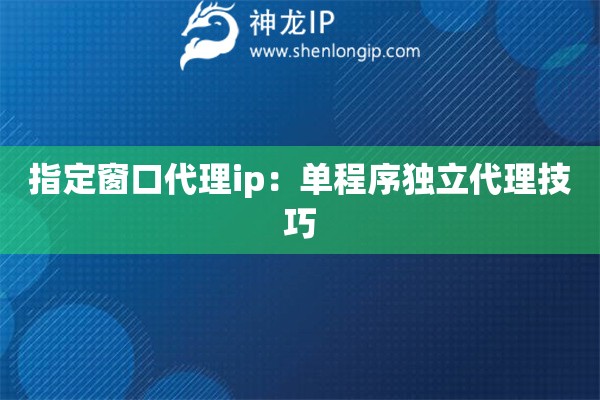 指定窗口代理ip：單程序獨立代理技巧