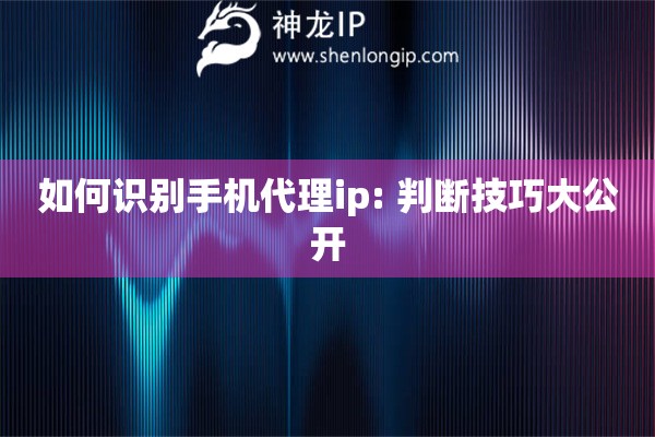 如何識別手機代理ip: 判斷技巧大公開