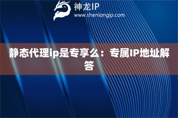 靜態代理ip是專享么：專屬IP地址解答