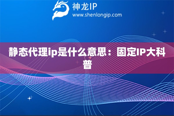 靜態代理ip是什么意思：固定IP大科普