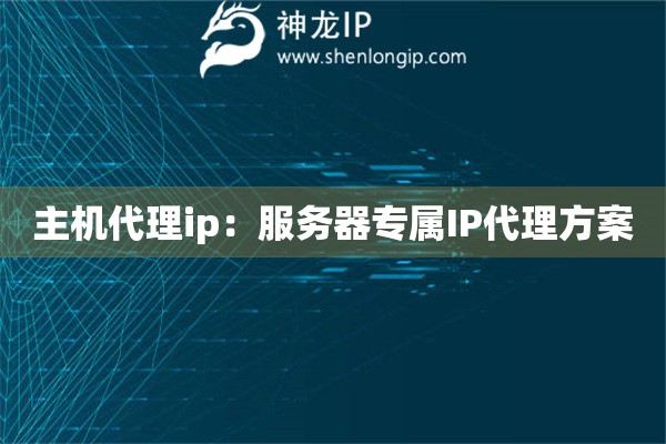主機代理ip：服務器專屬IP代理方案