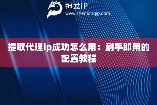 提取代理ip成功怎么用：到手即用的配置教程