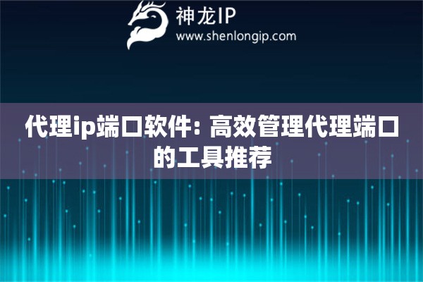 代理ip端口軟件: 高效管理代理端口的工具推薦