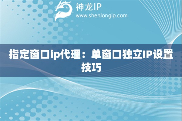 指定窗口ip代理：單窗口獨立IP設(shè)置技巧