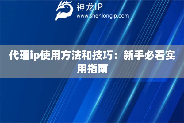 代理ip使用方法和技巧：新手必看實用指南