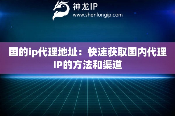 國的ip代理地址：快速獲取國內代理IP的方法和渠道